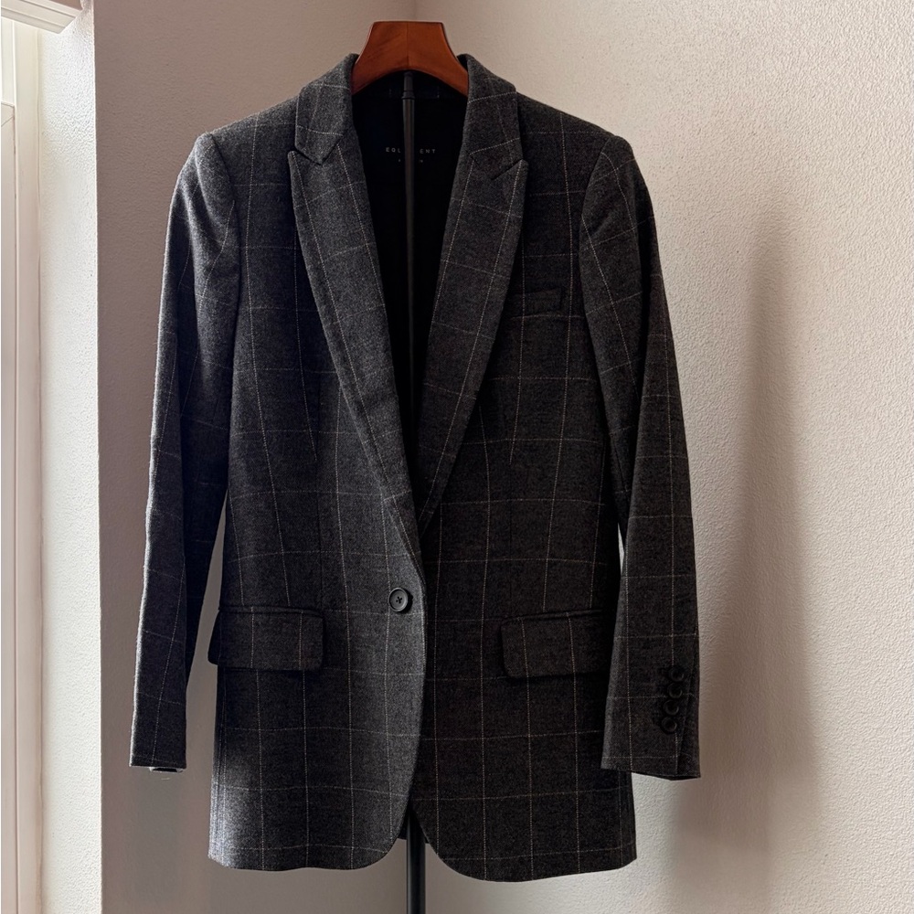 Equipment Charcoal Checkered Blazer